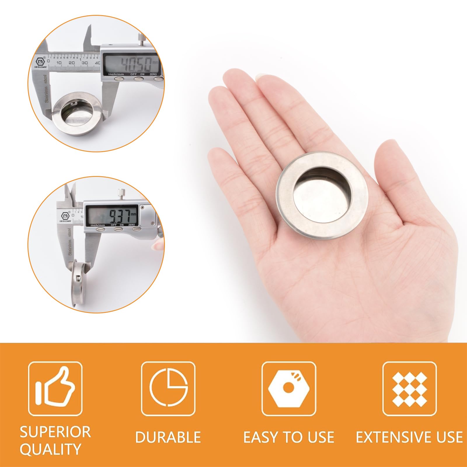 Stainless Steel Round Finger Pull - 8 Pack for Sliding Barn & Cabinet Doors