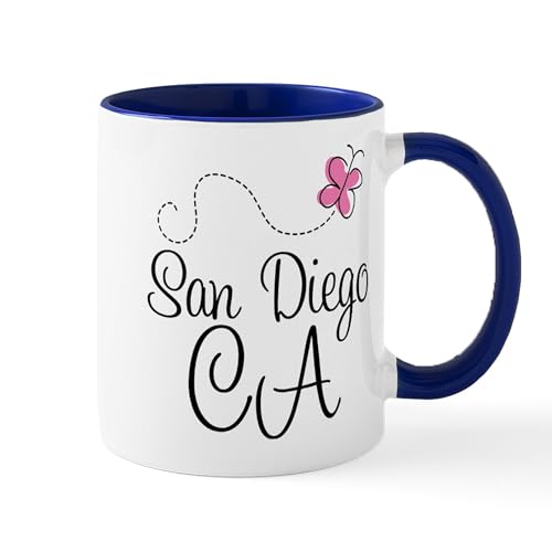 White/Navy Inside - San Diego California Mug