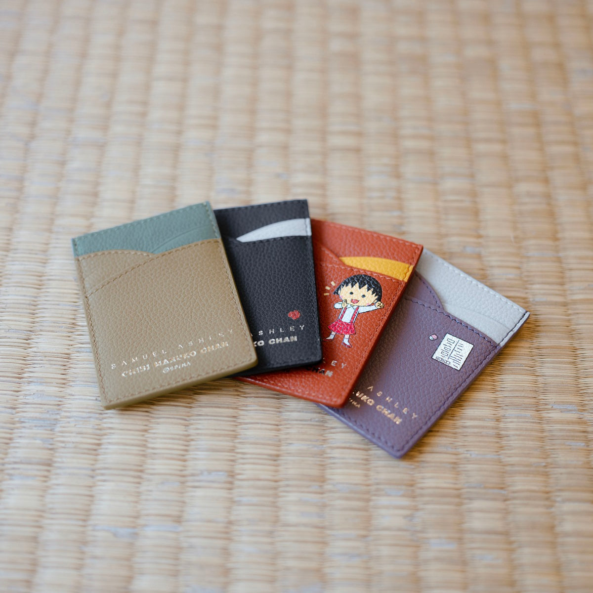 Samuel Ashley x Chibi Maruko Chan Genuine Leather Wallet Card Holder - Slim RFID Blocking Minimalist Design for Everyday Carry, Travel & Gift Giving