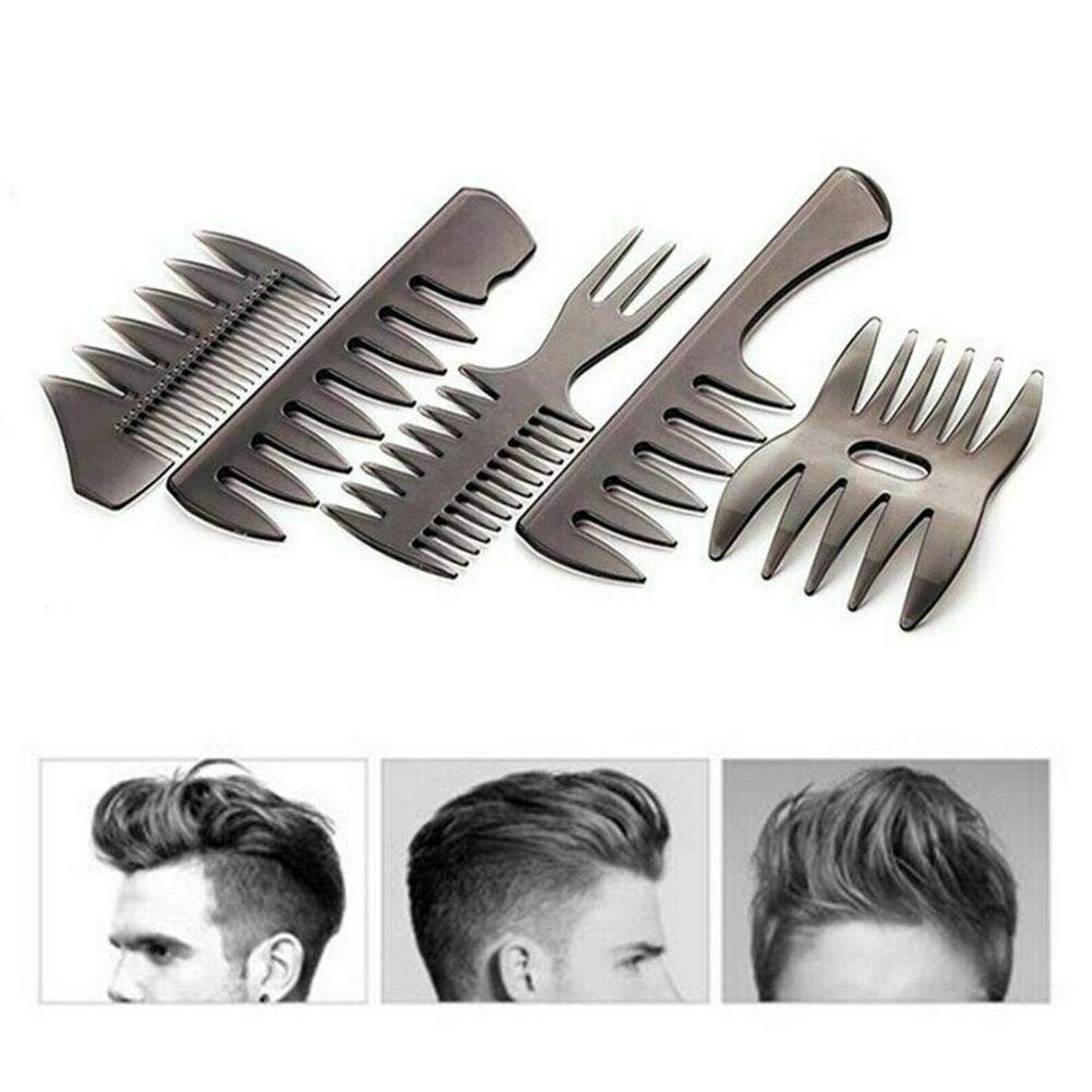 5 Pcs Professional Men's Styling Comb Set - Wide Tooth Comb, Texture Comb, Wet Pick & Barber Brush for Slick Back, Pompadour & Retro Hairstyles - Perfect for Home Haircuts, Salon Styling & Grooming Kits