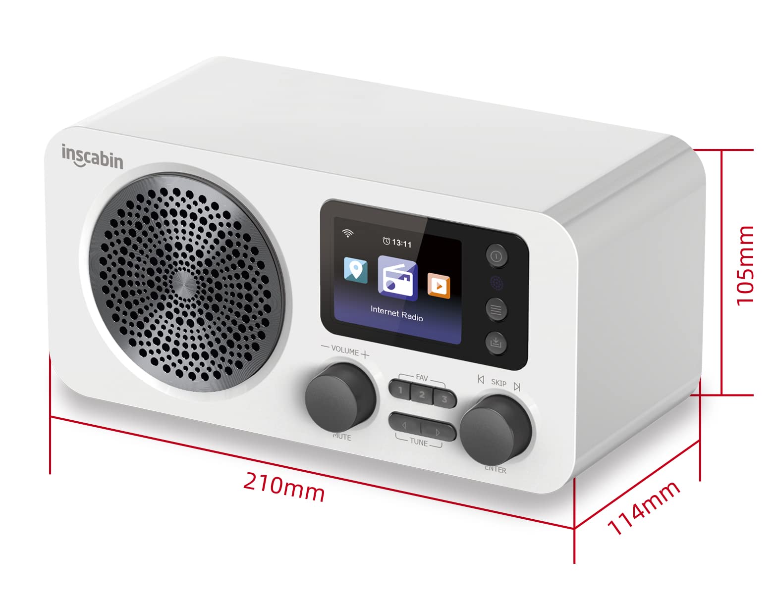 Inscabin D7 Internet DAB/DAB+ Digital Radio with Spotify Connect & Bluetooth - Wireless Streaming for Home, Office, Kitchen, Bedroom (White)