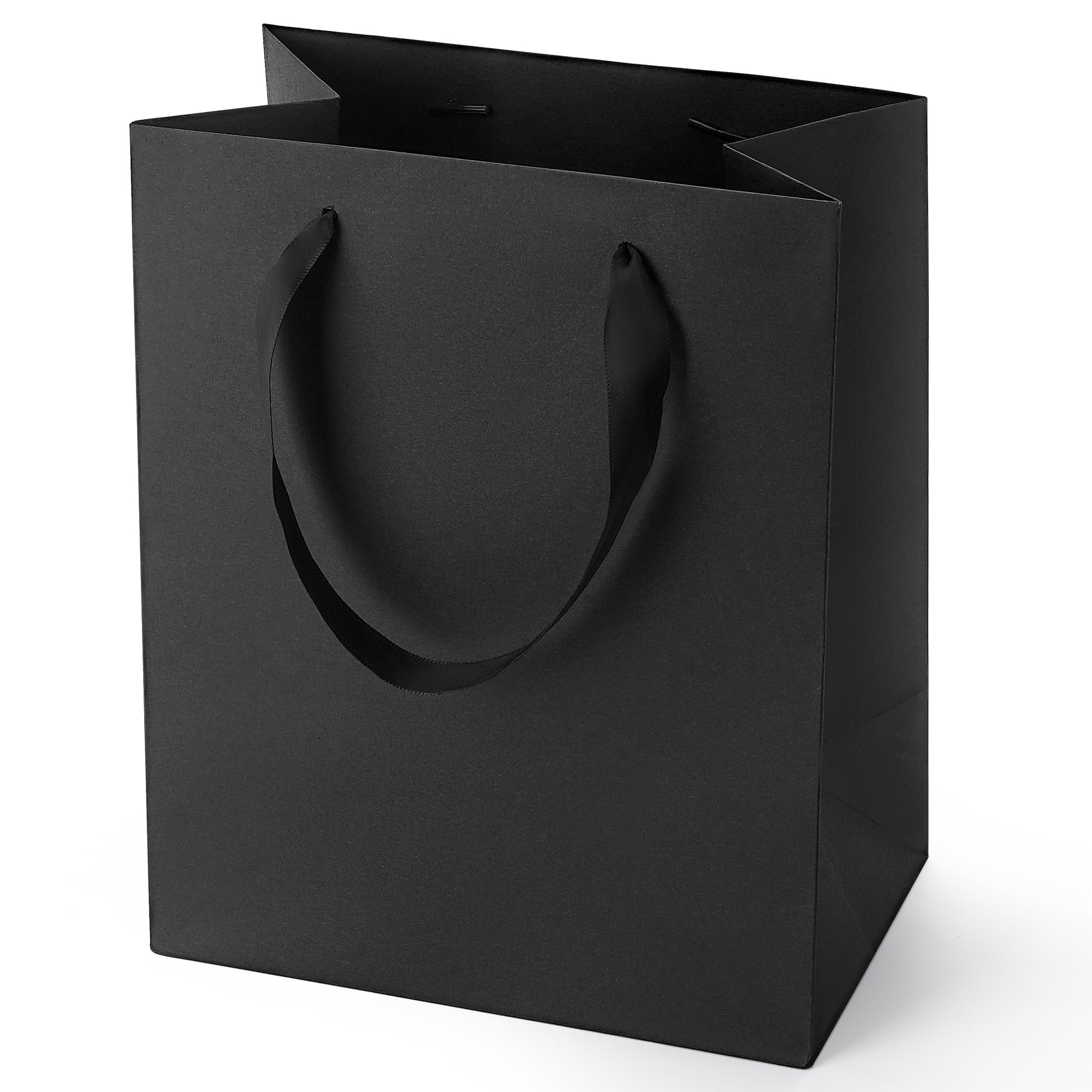 Black Gift Bags with Handles - 8x5x10 Inch 6 Pack Medium Paper Bags Bulk for Party, Shopping, Wedding, Birthday, Graduation & Father's Day | Perfect for Gift Wrapping, Retail Packaging & Event Favors