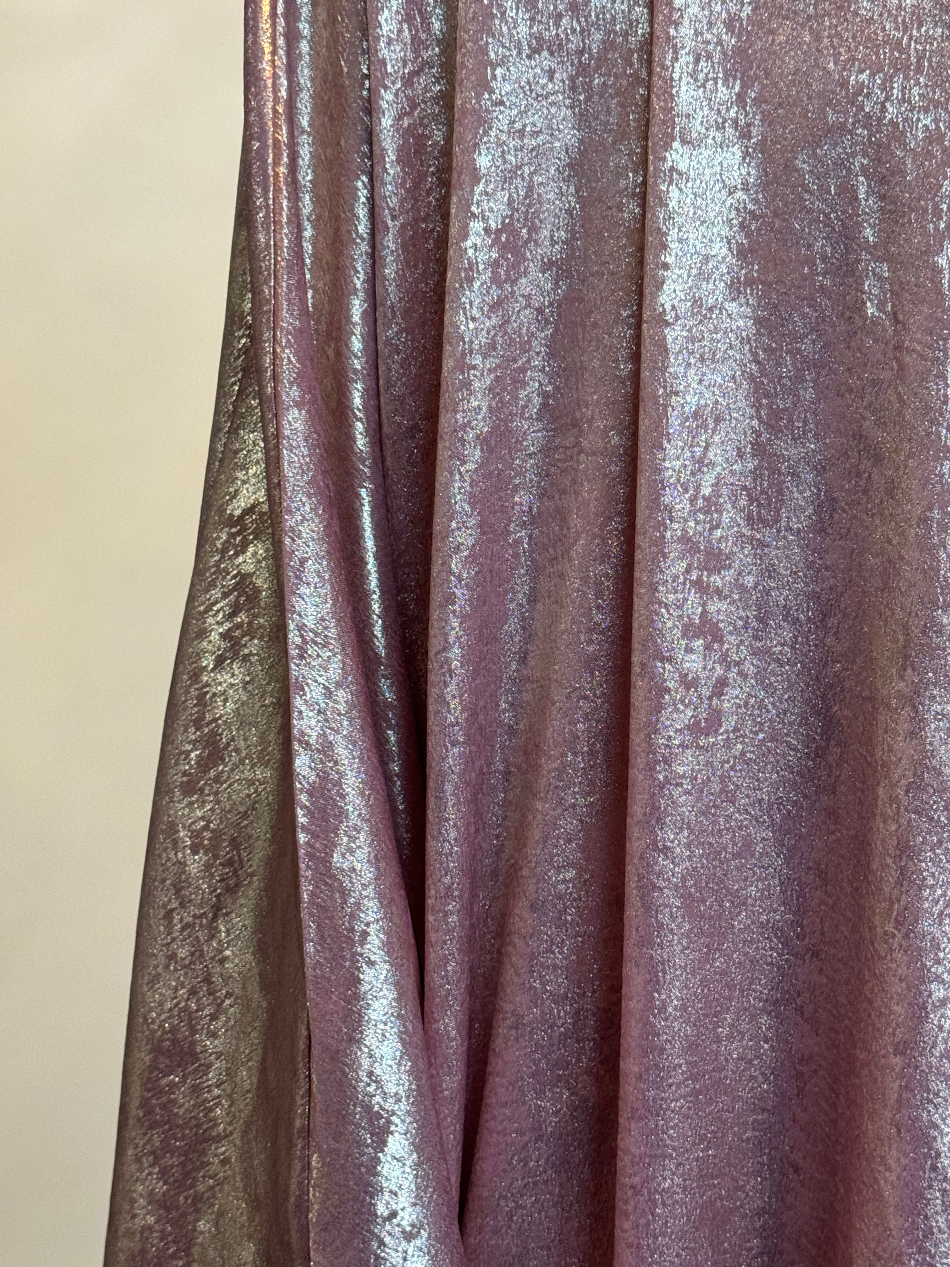 Elegant Pink & Gold Luminous Satin Open Abaya Dress for Women - Perfect for Eid, Wedding & Special Occasions