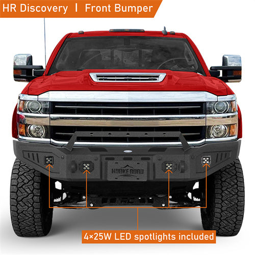 Hooke Road Front Bumper for 2015-2019 Chevy Silverado 2500HD & 3500HD Trucks - Heavy Duty Replacement with Tow Hooks - Perfect for Off-Roading, Towing, and Truck Upgrades