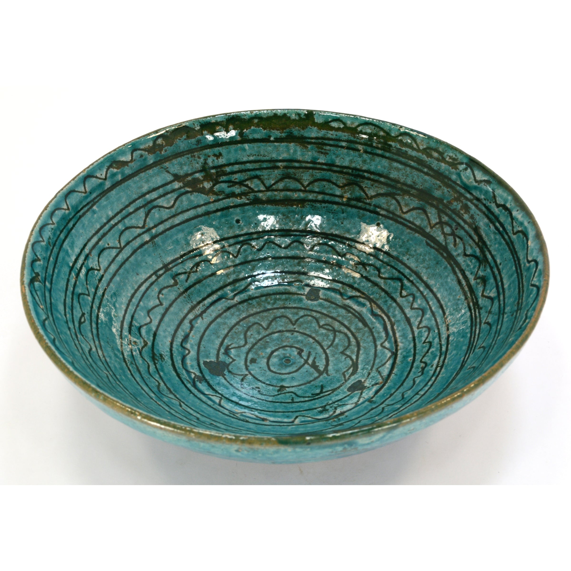 Antique Islamic Wheel-Thrown Glazed Pottery Bowl - 12th to 17th Century Persian Turquoise Ceramic - Perfect for Home Decor, Table Centerpiece & Art Collection