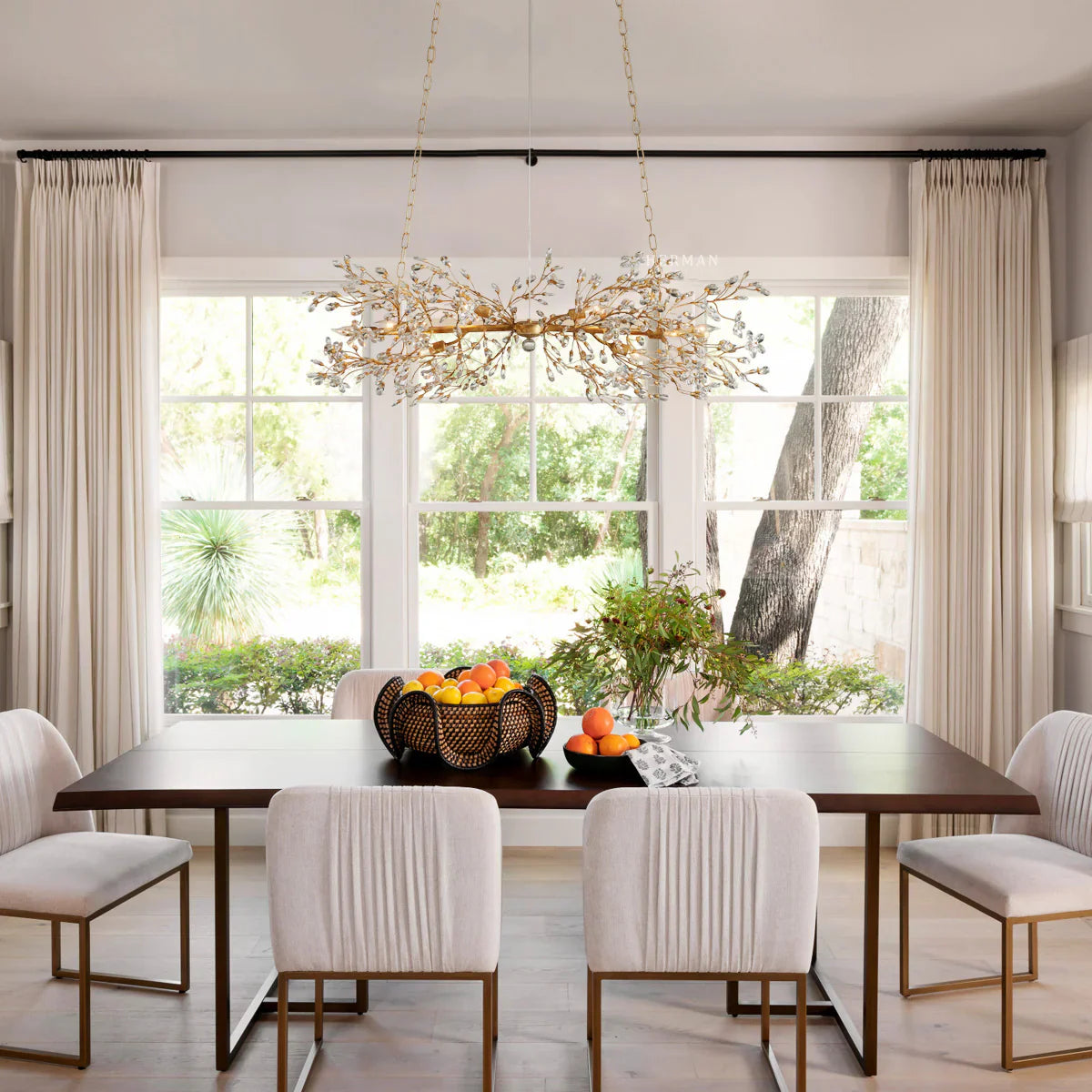Fiore Linear Chandelier - Modern LED Pendant Light Fixture for Dining Room, Kitchen Island & Bedroom | Dimmable Contemporary Lighting