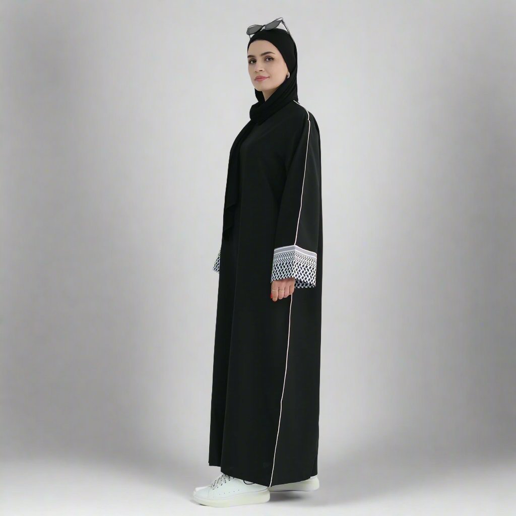 Stylish Black Kufiya Essential Abaya for Women - Modest Islamic Dress for Prayer, Daily Wear & Special Occasions