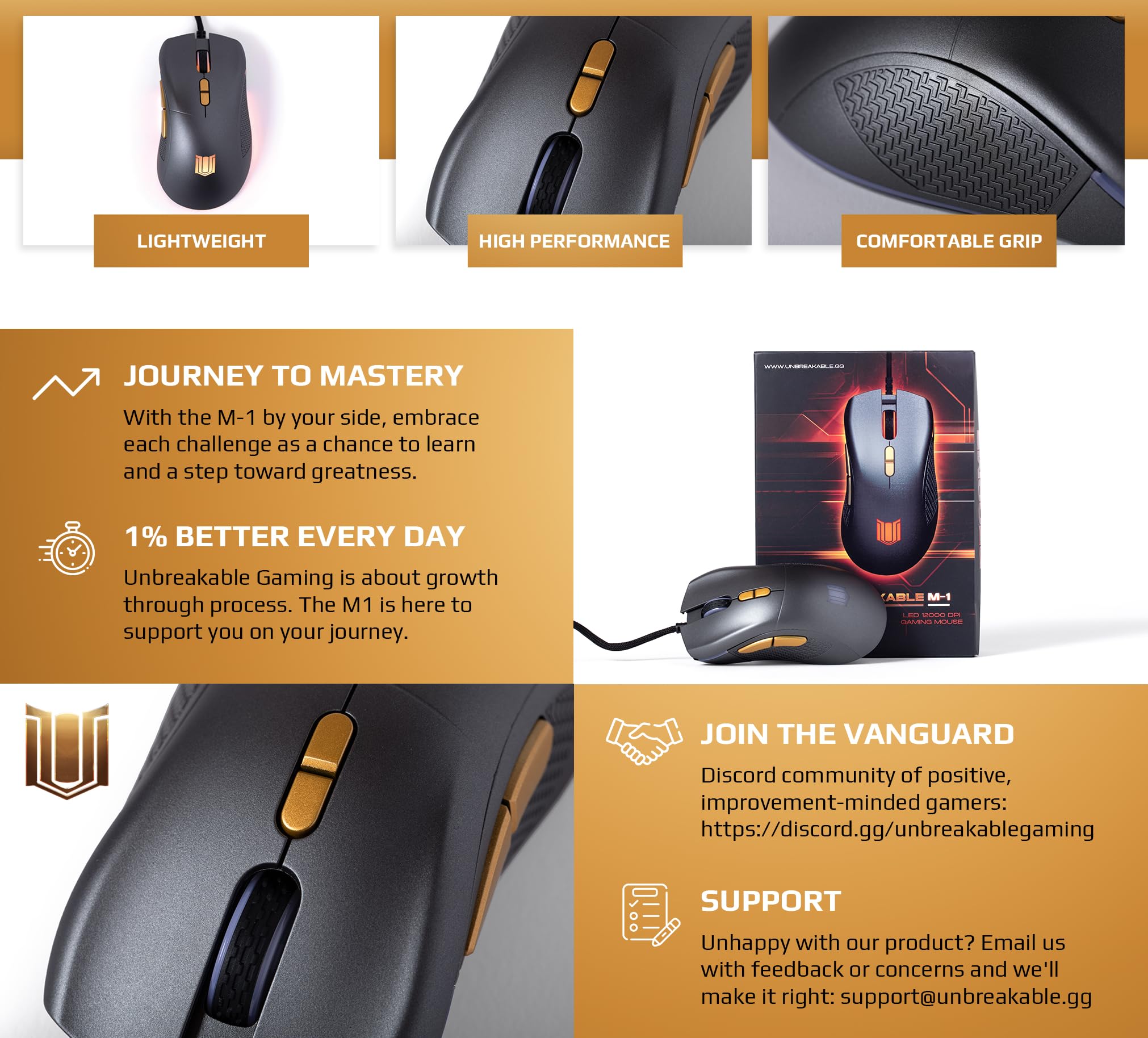 High-Performance M-1 Wired Gaming Mouse with 12,000 DPI Adjustable Sensor, Ergonomic RGB Lighting & Side Buttons - Perfect for PC Gaming, Esports & Office Work
