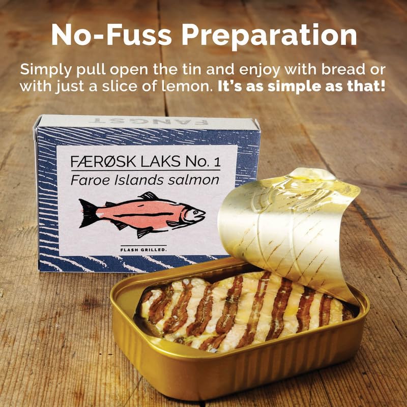 Fangst Laks No. 1 Canned Salmon Fillet in Oil - Premium Tinned Salmon, Sustainable Flash Grilled Fish, High in Omega 3, Keto-Friendly (10 x 110g Cans) - Perfect for Salads, Sandwiches & Healthy Meals