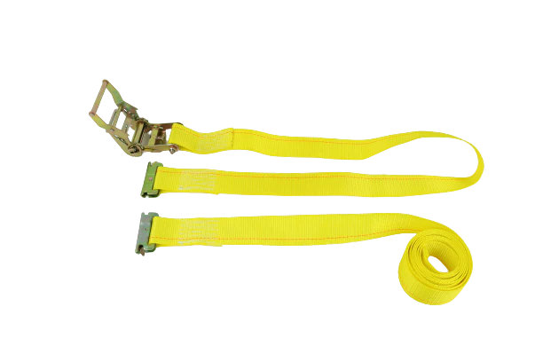 2-Pack 12-Inch Yellow Interior Van Ratchet Straps with E-Track Fitting – Heavy Duty Cargo Tie Downs for Trucks, Vans & Trailers – Secure Transport for Moving, Delivery & Storage