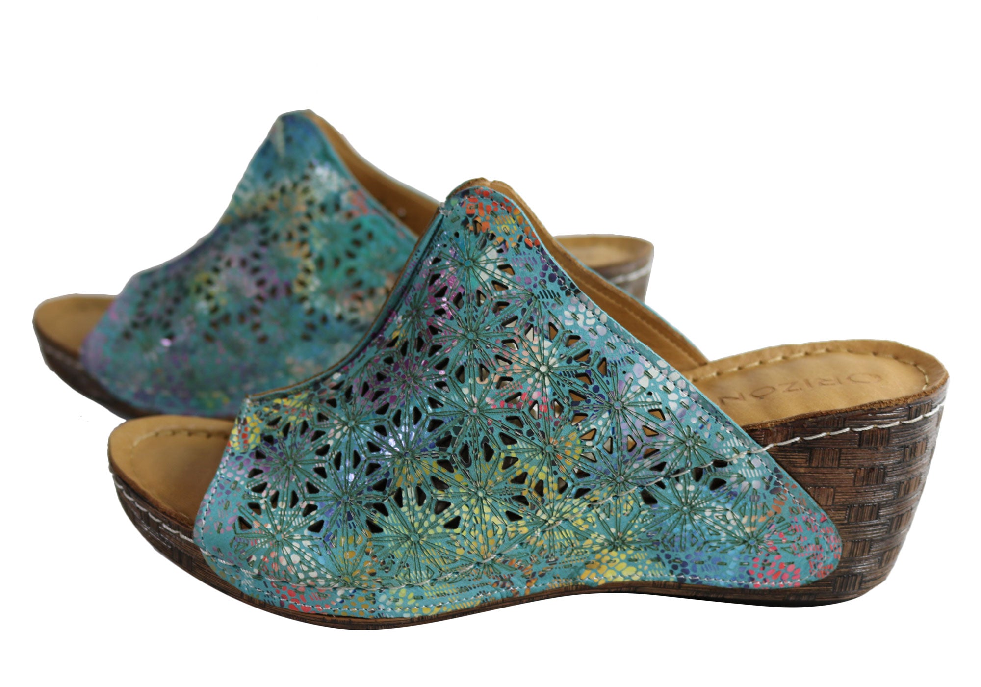 Orizonte Deb Women's European Leather Comfortable Wedge Slide Sandals - Stylish & Supportive for Summer, Beach, and Casual Outings