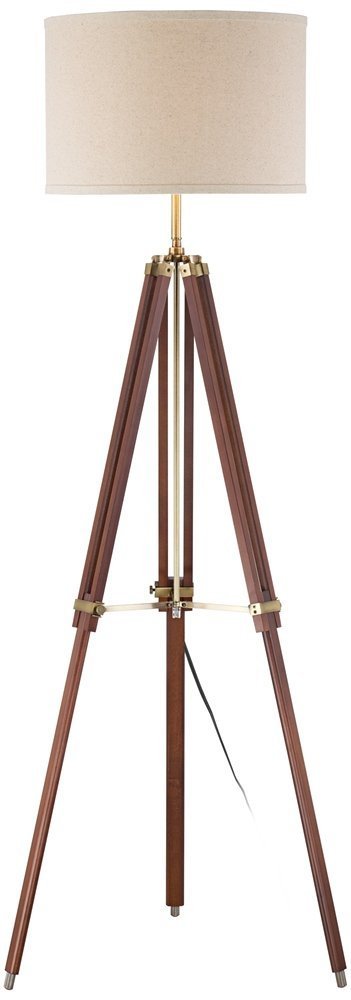 THOR INSTRUMENTS Cherry Wood Surveyor Tripod Floor Lamp - Rustic Vintage Industrial Lighting for Living Room, Bedroom & Office Decor (Lamp Shade Sold Separately)