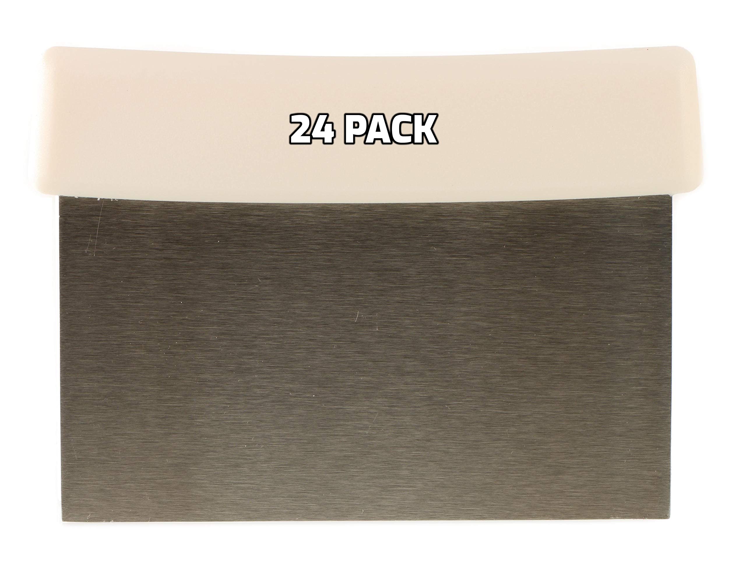 24-Pack Stainless Steel Dough Scraper with Ergonomic Plastic Handle - Heavy Duty Multi-Purpose Pastry Cutter for Baking, Pizza Dough, Nuts & Herbs - Ideal for Home Bakers & Professional Kitchens