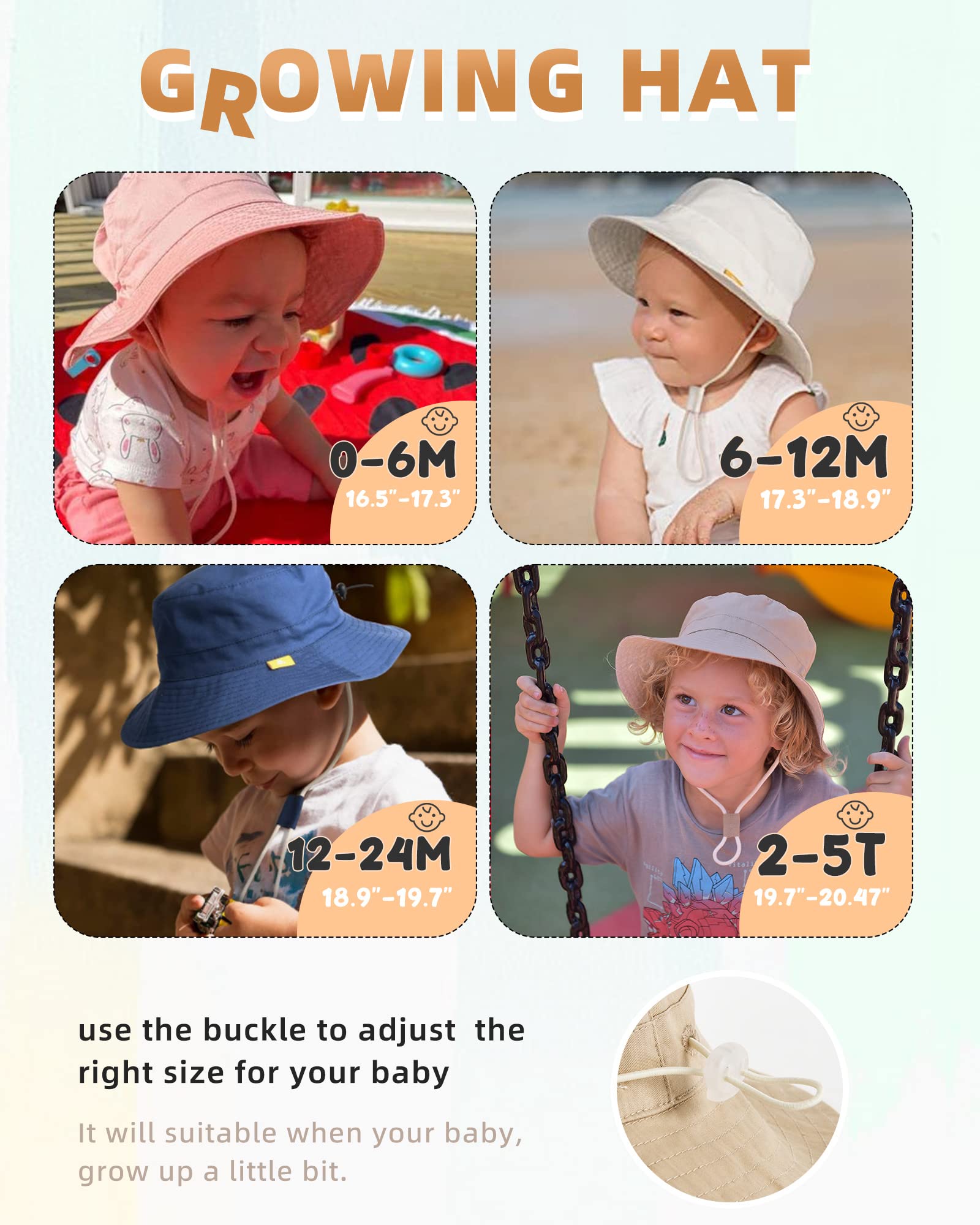 Baby Sun Hat for Boys & Girls - UPF 50+ UV Protection Summer Bucket Hat for Toddlers, Cotton Beach Hat for Kids - Perfect for Outdoor Play, Beach Trips & Pool Days