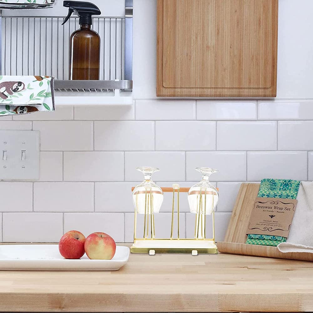 Stainless Steel Cup Rack with Bottle Drainer - Space Saving Kitchen Organizer for Mugs, Glasses, Plates & Bowls - Perfect for Dish Drying, Cabinet Storage & Countertop Organization