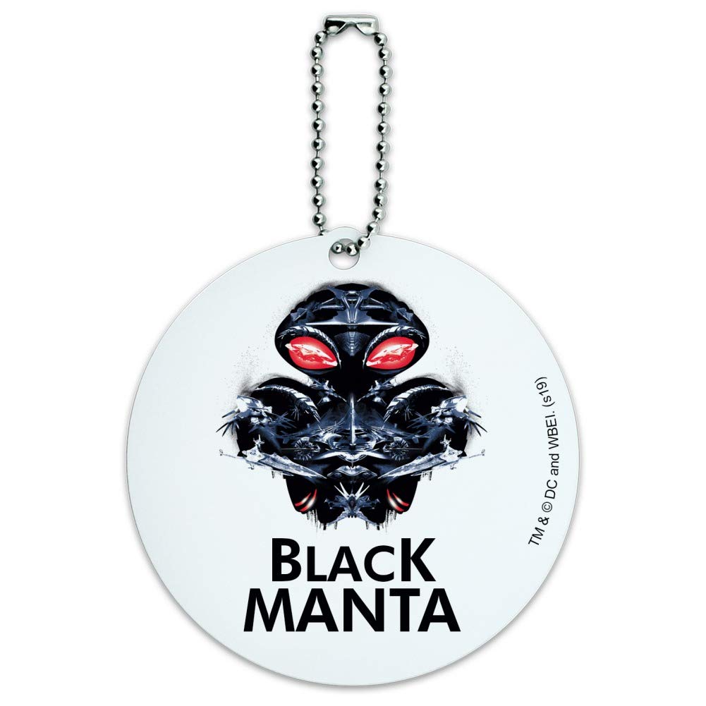 Aquaman Movie Black Manta Round Luggage ID Tag Card - Durable Suitcase Carry-On Name Tag for Travel, Business Trips & Vacation