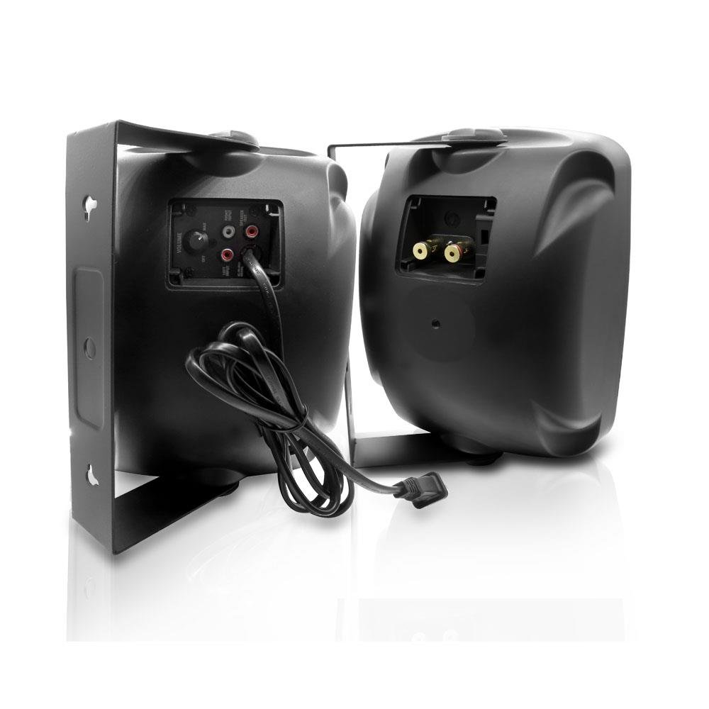 Pyle 5.25 Inch 2-Way Outdoor Waterproof Wireless Bluetooth Speakers - Heavy Duty Grill Cabinet Enclosure - Mountable Dual Speaker System (2 Pack, Black) - Perfect for Patio, Pool Party, Backyard & Outdoor Entertainment