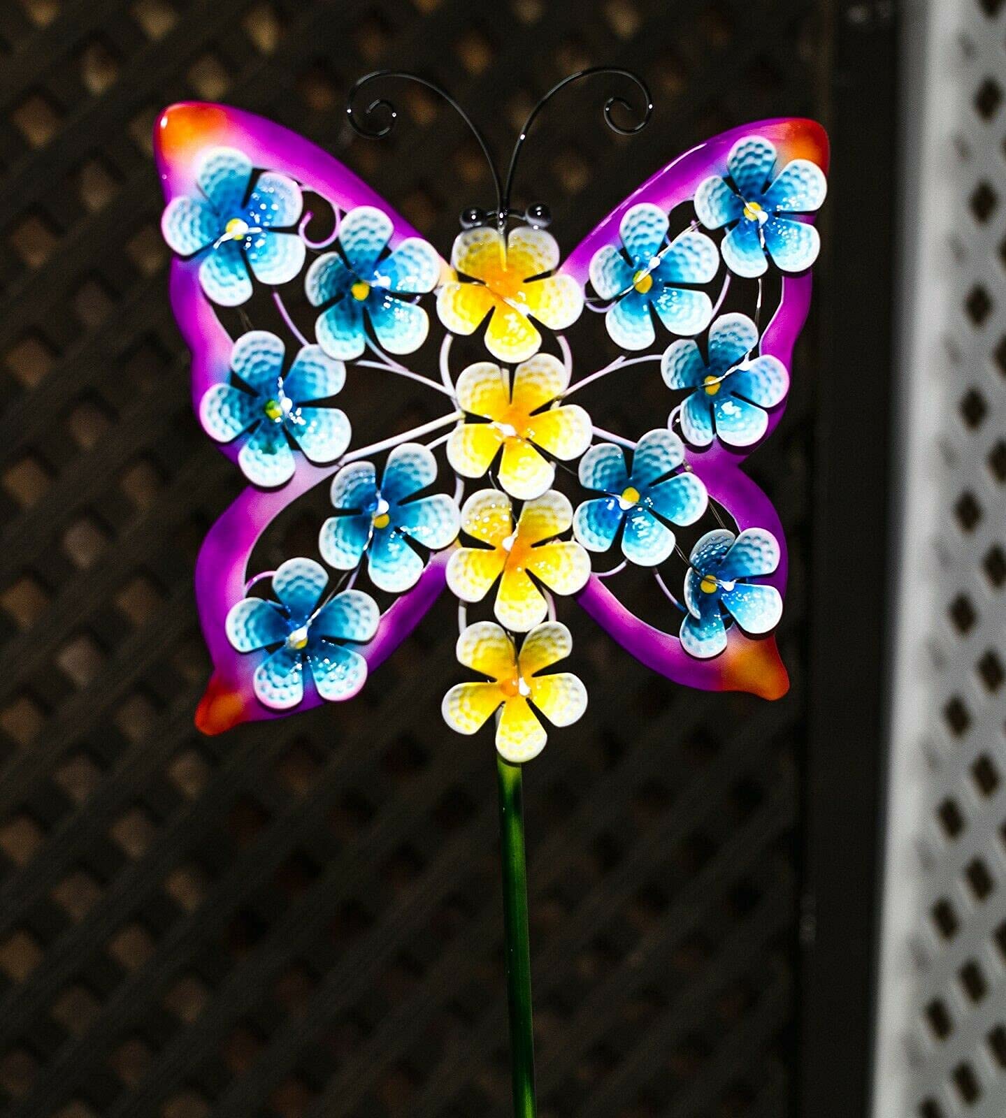 Butterfly with Flowers Solar LED Waterproof Outdoor Garden Stake Light - Decorative Solar Powered Landscape Lighting for Yard, Lawn, Patio, Deck, Pathway, Pond, Backyard | Perfect for Evening Garden Ambiance and Pathway Illumination