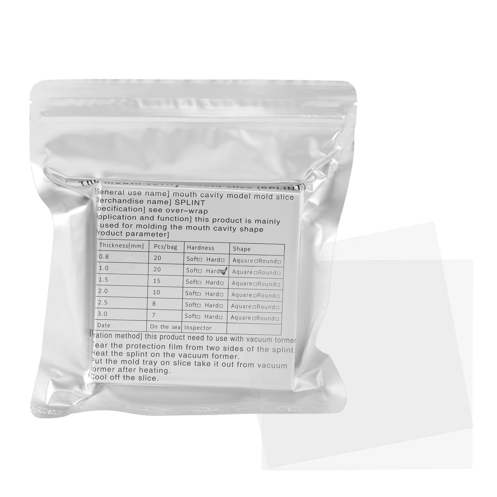 **Annhua 20Pcs Dental Splint Material - 1.0MM Hard Dental Vacuum Forming Sheets, Bubble-Free Thermoforming Sheets for Dental Splints & Night Guards (5