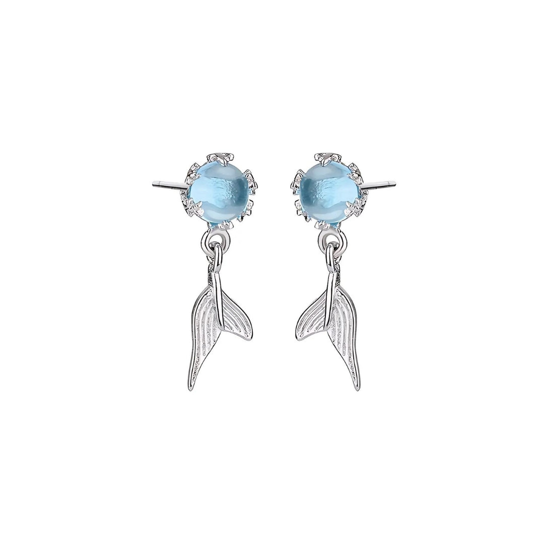 Whale Tail Blue Ocean Drop Earrings for Women - Handmade Dangle Jewelry - Perfect for Beach Wedding, Boho Style & Summer Outfits | A28