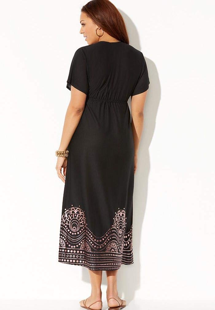 Plus Size Women's Swim Cover Up - Kate V-Neck Maxi Dress for Beach, Pool & Vacation | Flattering Swimwear for Curvy Figures