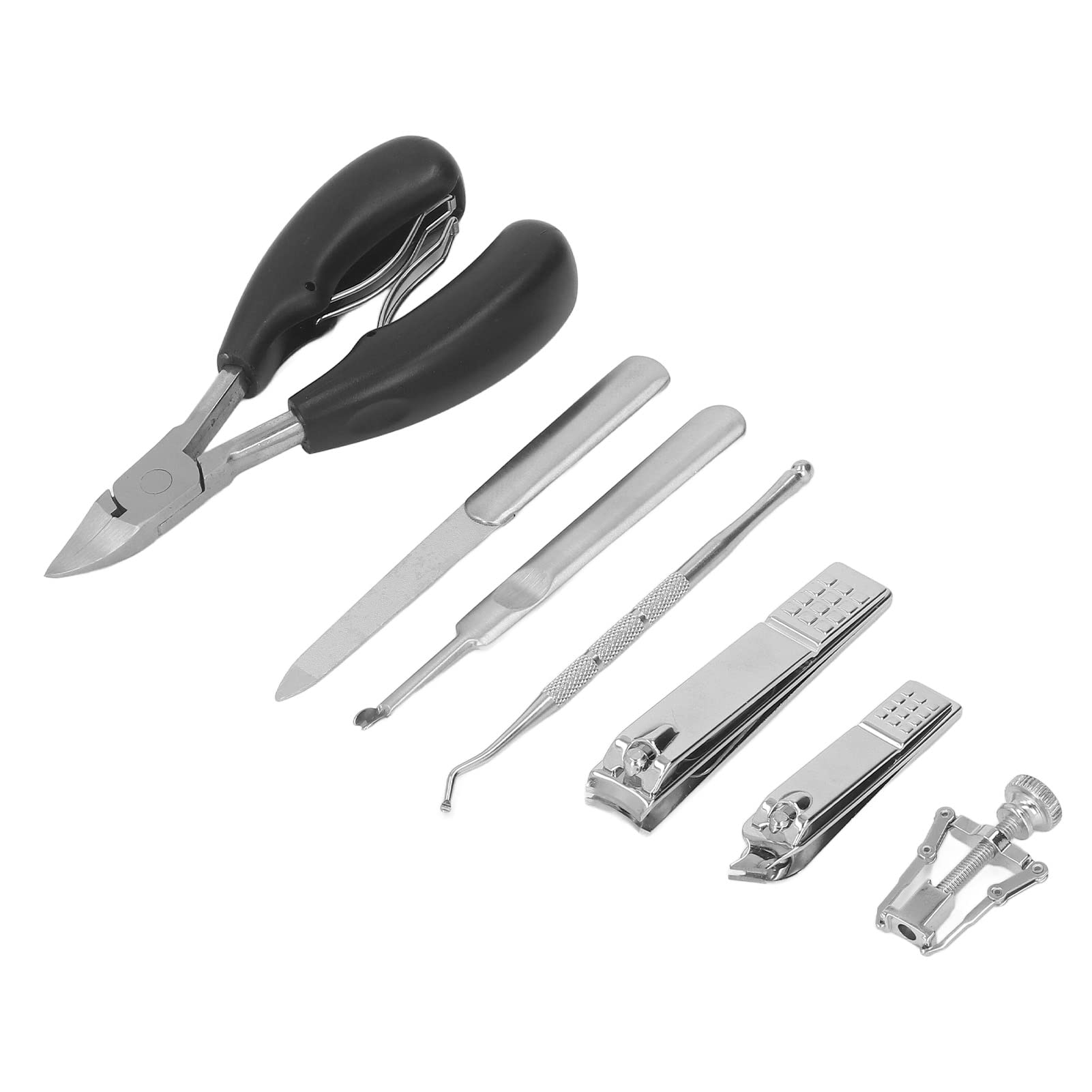 Professional Stainless Steel Toenail Clippers Set - 7pcs Ingrown Toenail Removal Kit with Beveled Contour, Double Spring & Nail File | Portable PU Leather Case | Perfect for Travel, Home Pedicure & Ingrown Nail Care