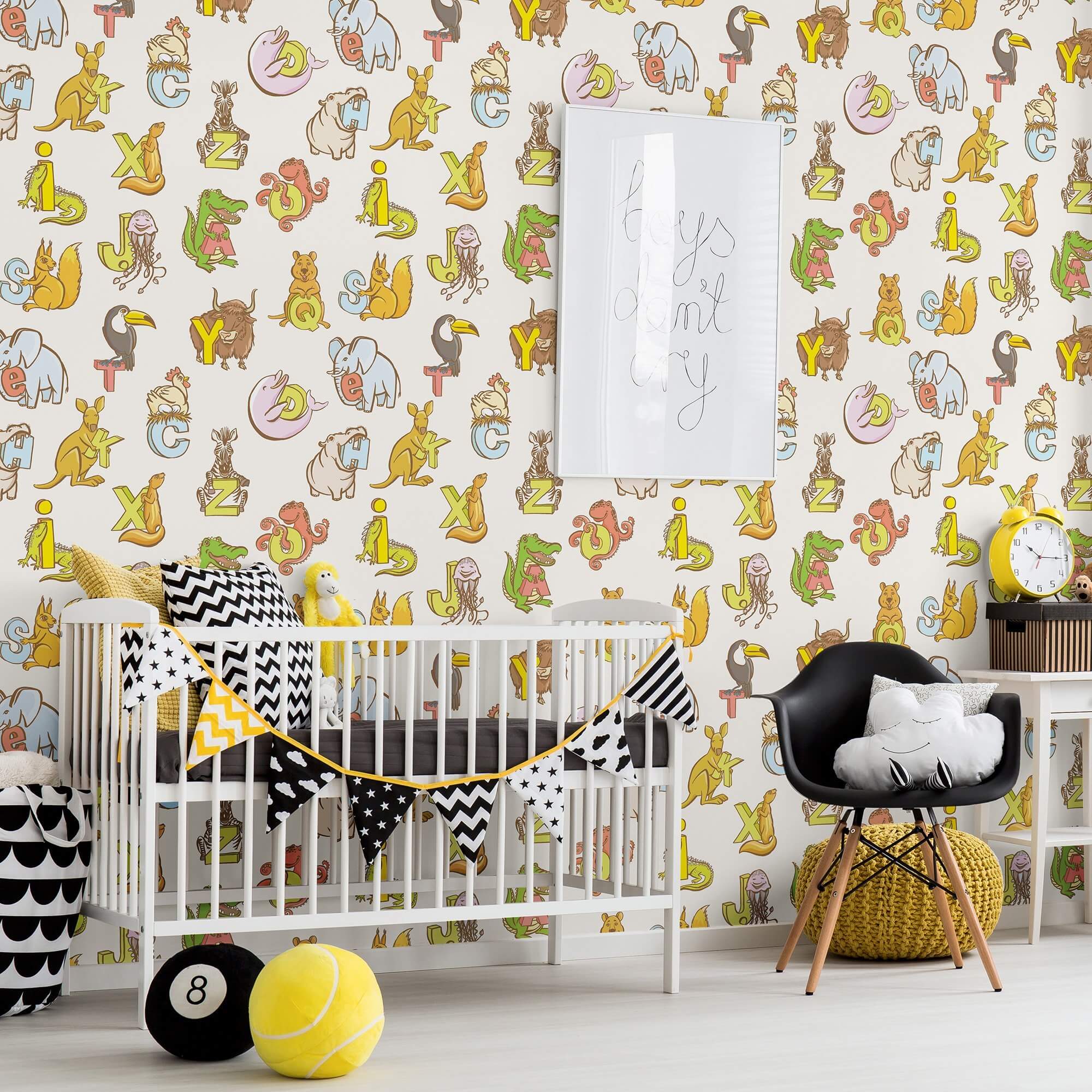 Eco-Friendly Green & Brown Educational Peel and Stick Wallpaper for Kids - Removable Nursery Decor for Bedroom, Classroom & Playroom Learning Spaces