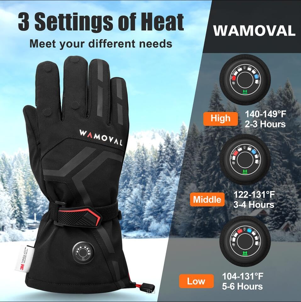 Rechargeable 7.4V 3000mAh Heated Photography Gloves for Men & Women - Electric Warm Gloves for DJI Air 2S Drones, Motorcycle Riding, Skiing & Hunting - Perfect for Outdoor Winter Activities & Cold Weather Photography