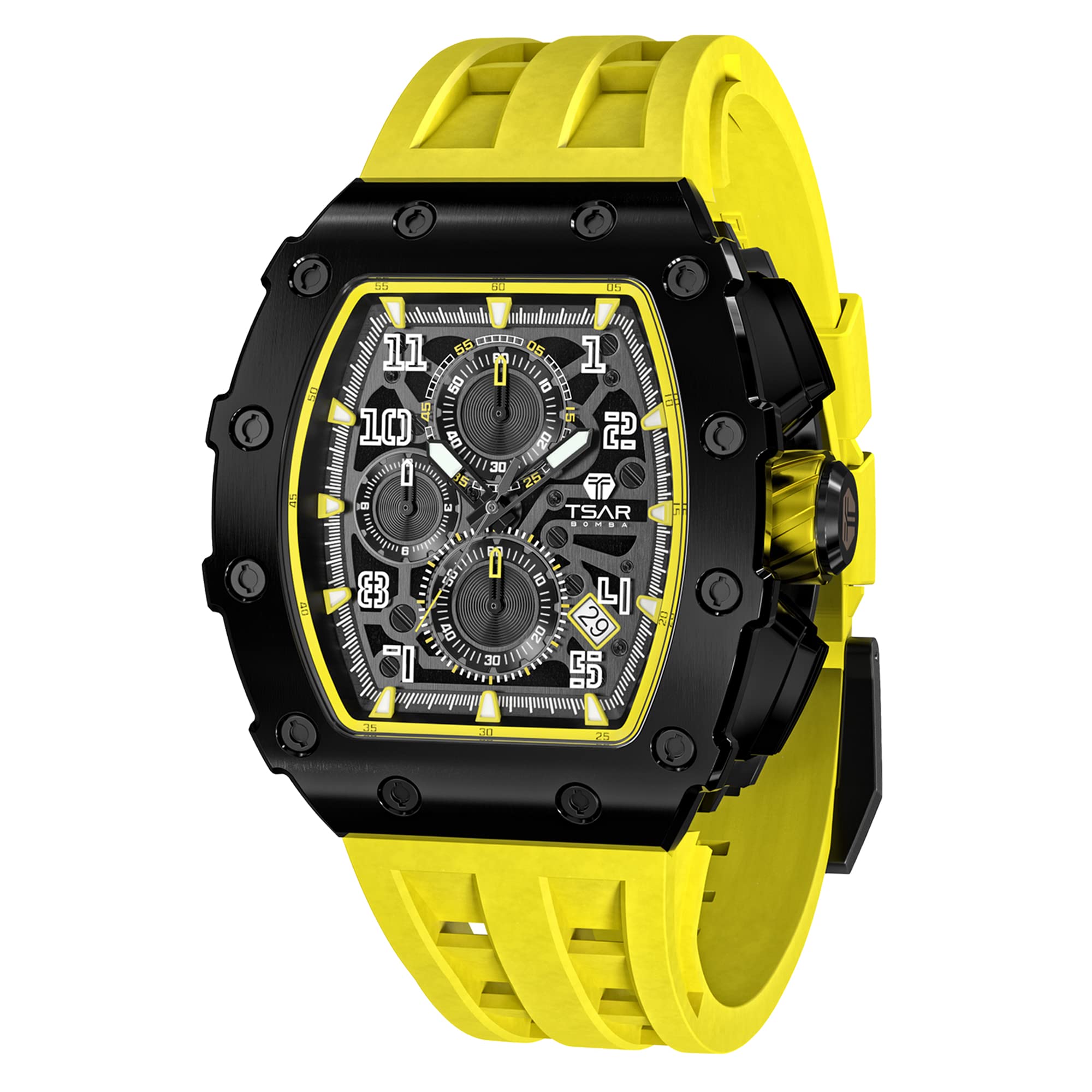 TSAR BOMBA Men's Luxury Chronograph Watch - 50M Waterproof Stainless Steel Case with Sapphire Glass, Date Function & Japanese Quartz Movement - Fashionable Gift for Men | Perfect for Business, Formal Events & Everyday Wear