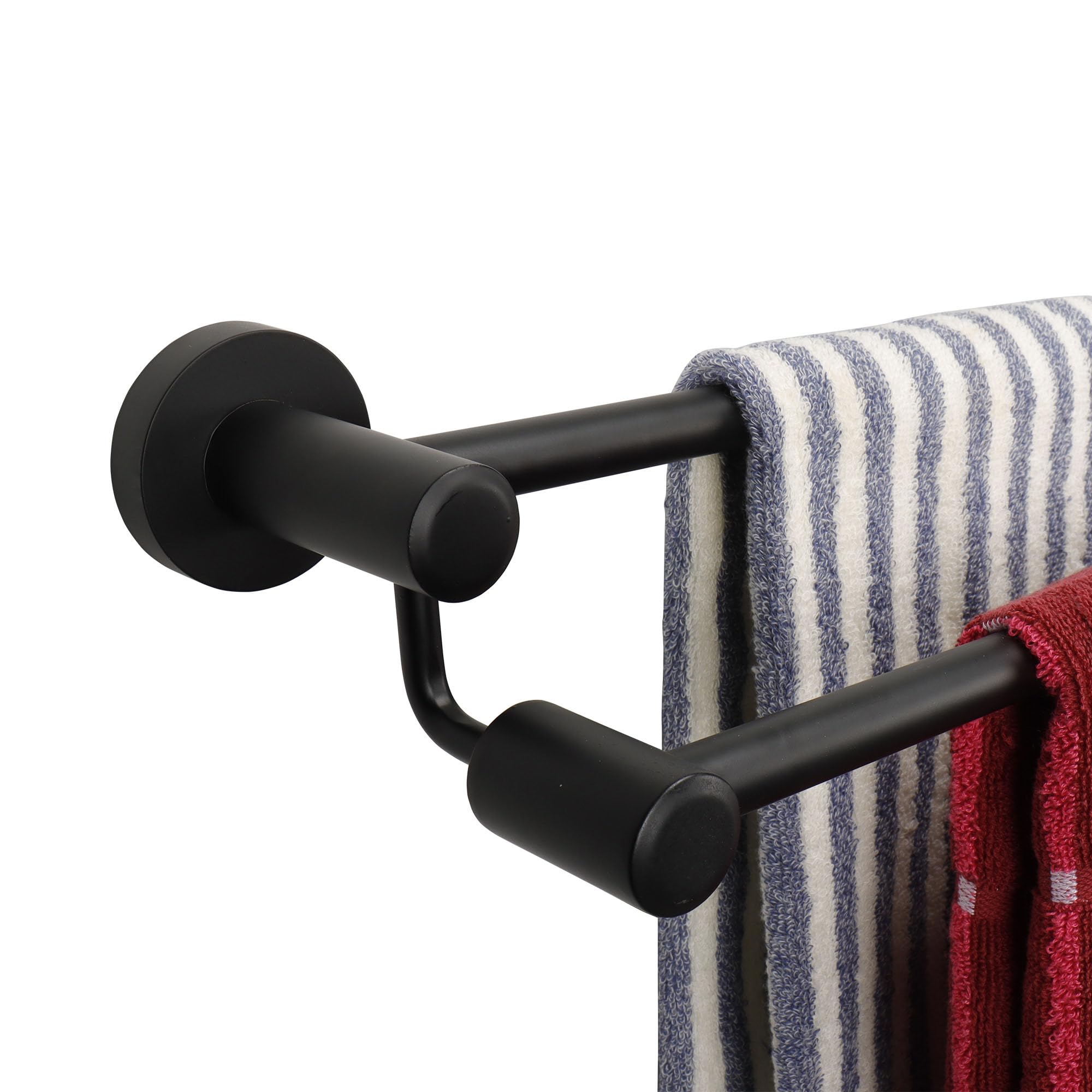 TocTen 24IN Double Bath Towel Bar - Heavy Duty SUS304 Stainless Steel Towel Rack for Bathroom, Wall Mounted Towel Holder for Bath & Shower - Perfect for Spa, Hotel, and Home Bathroom Accessories (Black)