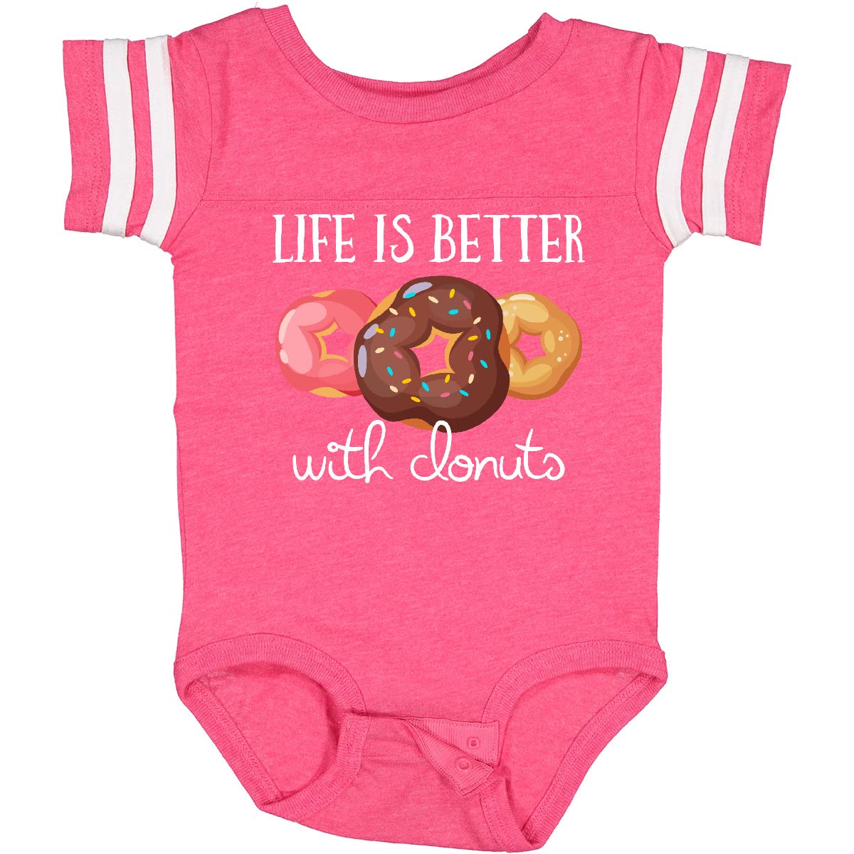 Inktastic Life is Better with Donuts Baby Bodysuit - Cute & Comfortable Donut-Themed Onesie for Infants, Toddler Outfit, Baby Shower Gift, Newborn Photo Shoot