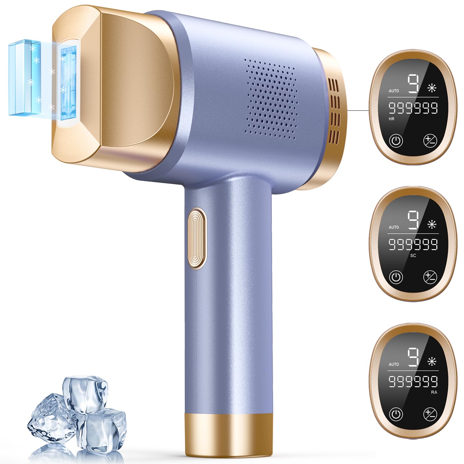 LUBEX Sapphire Ice-Cooling Laser Hair Removal Device for Women & Men - Painless IPL Hair Removal Machine for Face & Body at Home - Long Lasting Results for Smooth Skin - Perfect for Bikini Line, Legs, Underarms & Facial Hair Removal