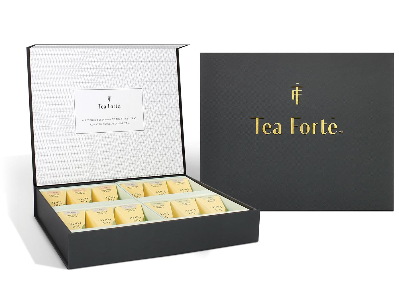 Premium Tea Forte SELECT Assorted Tea Sampler - Luxury Loose Leaf & Pyramid Tea Bags Gift Set for Tea Lovers - Perfect for Afternoon Tea, Relaxation & Gifting