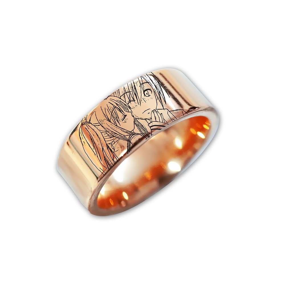 Anime 'I Love You' Wedding Ring - Weebo Otaku Band, Senpai Couple Jewelry - Kawaii Waifu Ring - Perfect Weeb Gift for Anime Lovers - Great for Cosplay, Proposals & Anniversary Gifts
