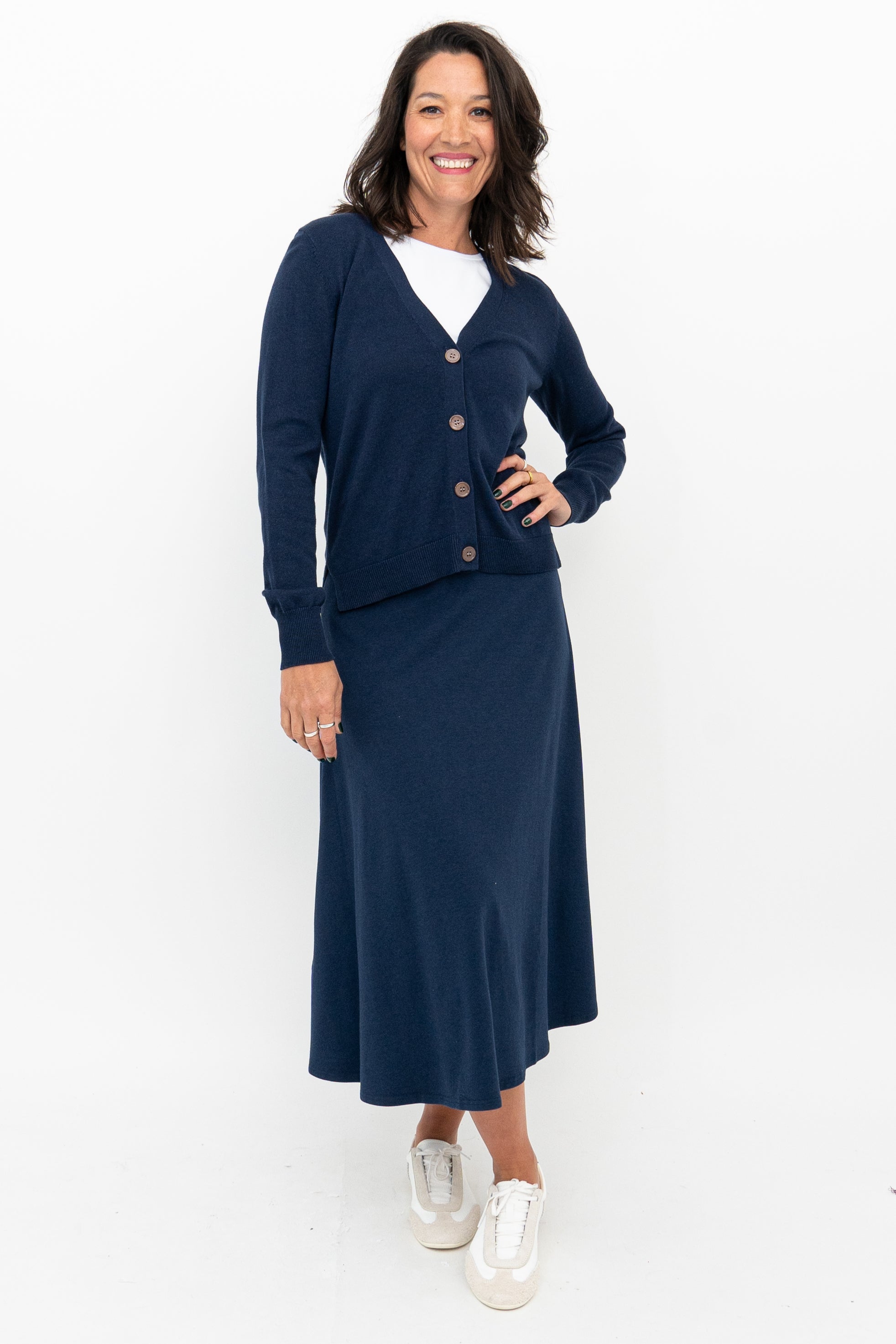 Gillian Women's Indigo Bamboo Skirt - Soft, Breathable & Comfortable Midi Skirt for Casual Wear, Office & Summer Outfits