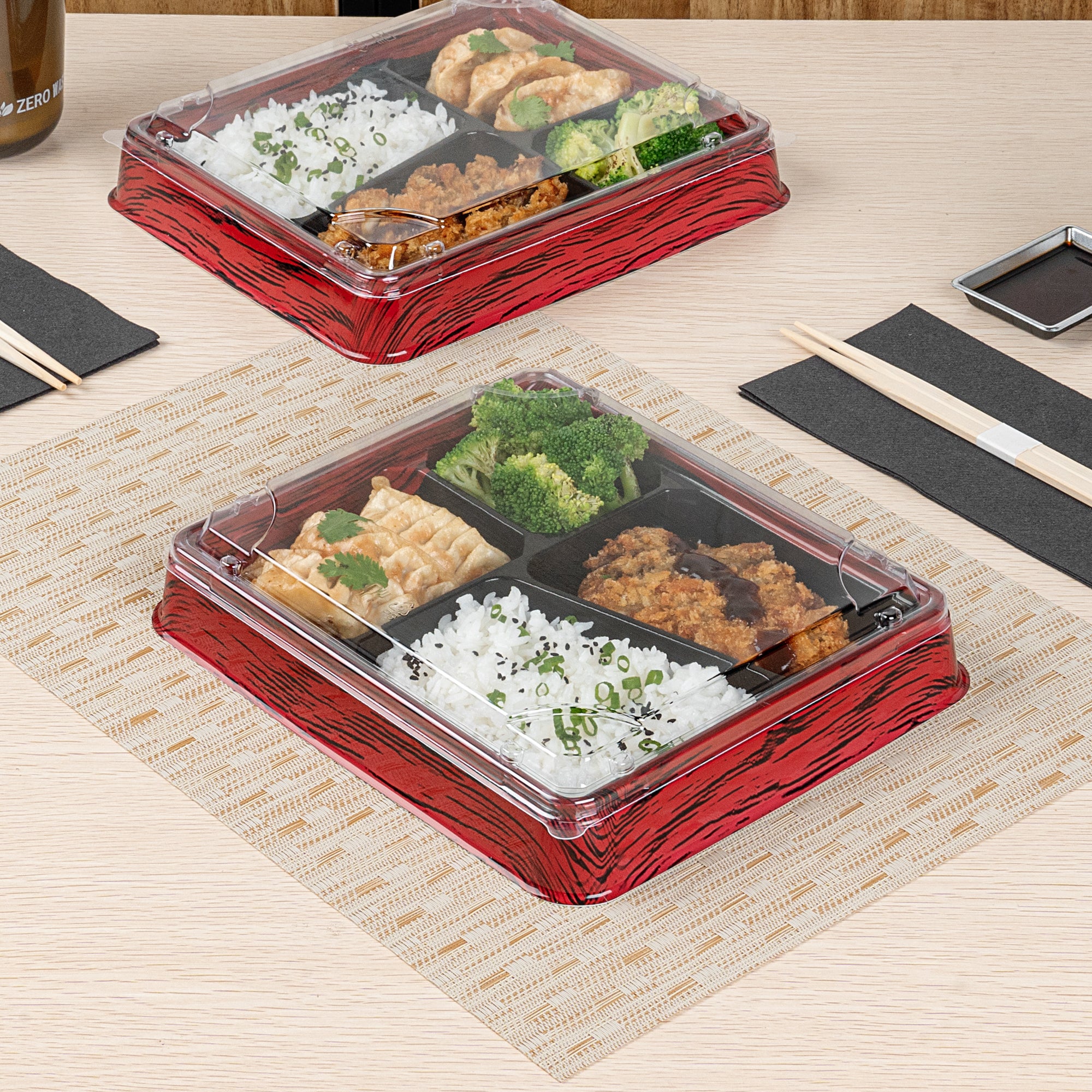 Bento Tek Rectangle Clear Plastic Lids - 50 Pack, Fits 19 oz Bento Boxes | Airtight Food Storage for Lunch, Meal Prep & Office Snacks