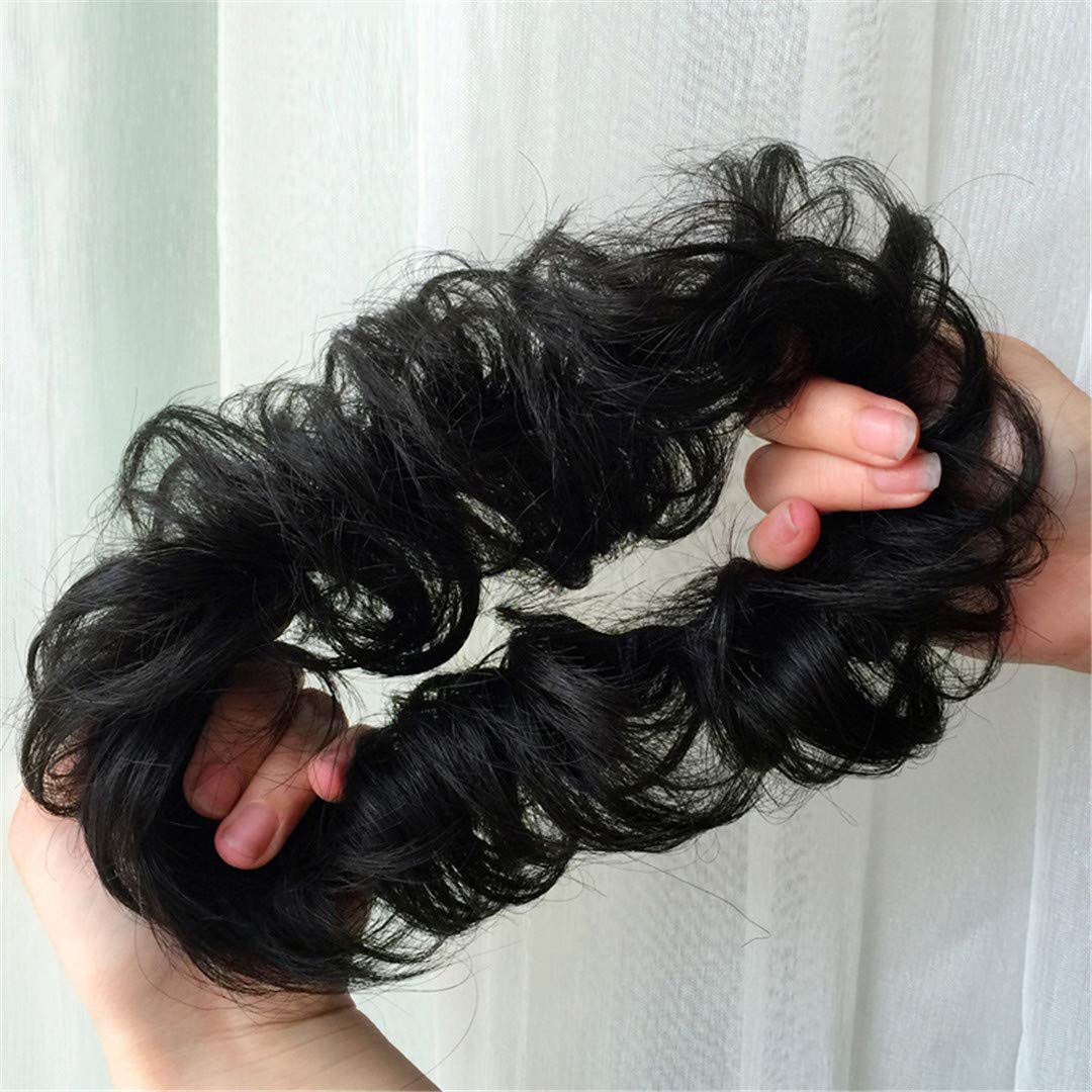Heat Resistant Synthetic Hair Scrunchie Wrap Ring for Curly Hair - Soft Rubber Band Chignon Bun Maker (Pack of 3) | Perfect for Workouts, Office & Everyday Hairstyles