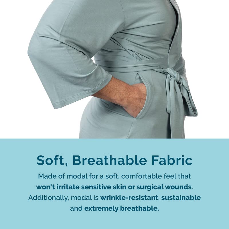 Post Mastectomy Pajamas with Drain Pockets - Soft & Comfortable Recovery Pajamas for Breast Surgery, Tummy Tuck, Hysterectomy - Perfect for Hospital Stay and Home Recovery