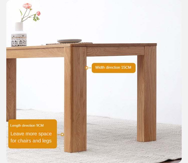Solid Oak Wood Long Dining Table - 8 Seater Rustic Farmhouse Style for Kitchen & Dining Room - Perfect for Family Gatherings & Dinner Parties