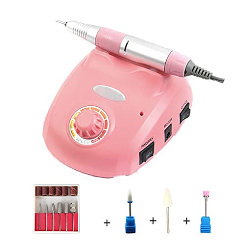 35000RPM Electric Nail Drill Machine Kit - Professional Manicure & Pedicure Set with Foot Pedal & Drill Bits | High Speed Nail File for Salon & Home Use | Pink Color Beauty Tool
