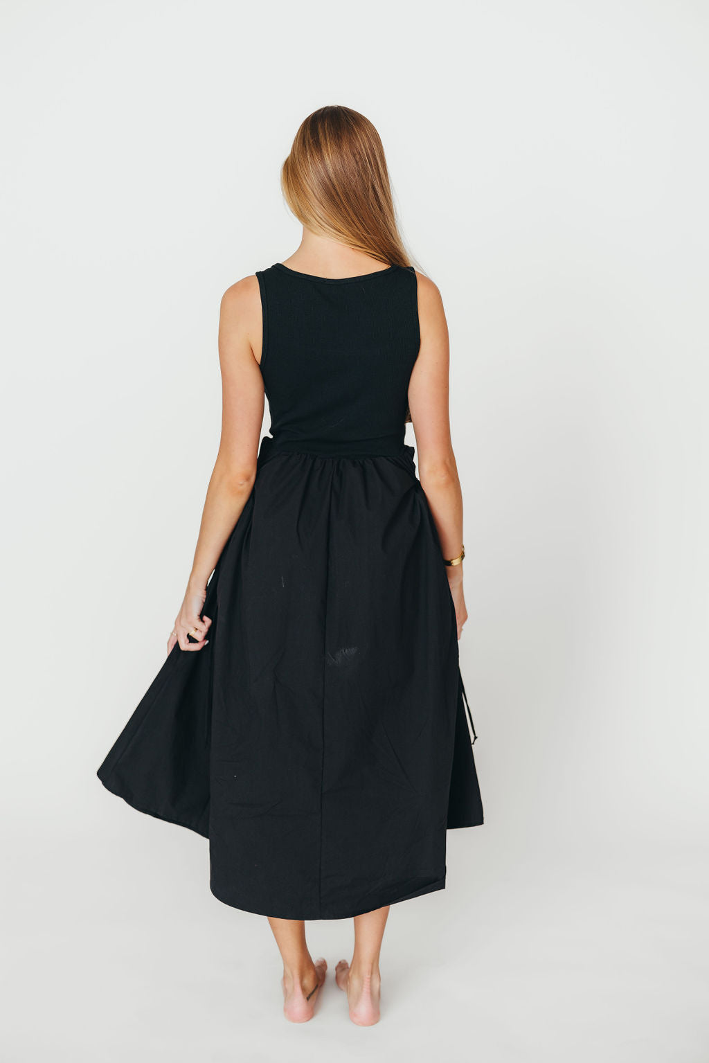 Lucca Midi Dress for Women - Elegant Black Flowy Summer Dress for Casual Wear, Office & Date Night | Plus Size Options Available