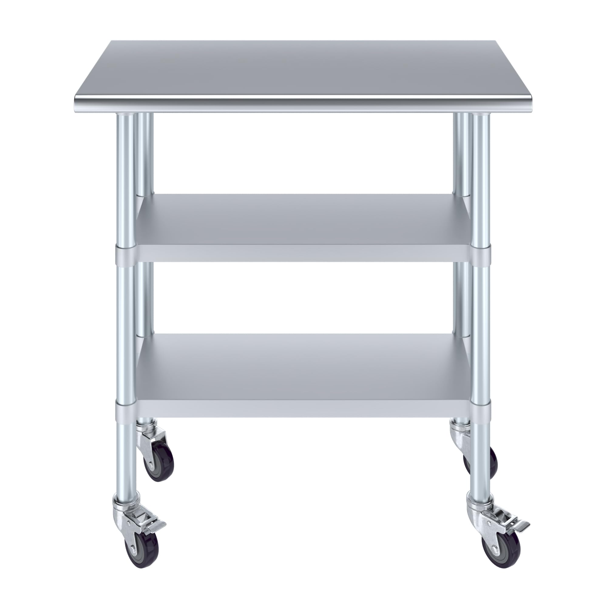 AmGood Stainless Steel Work Table with 2 Shelves & Casters | 36