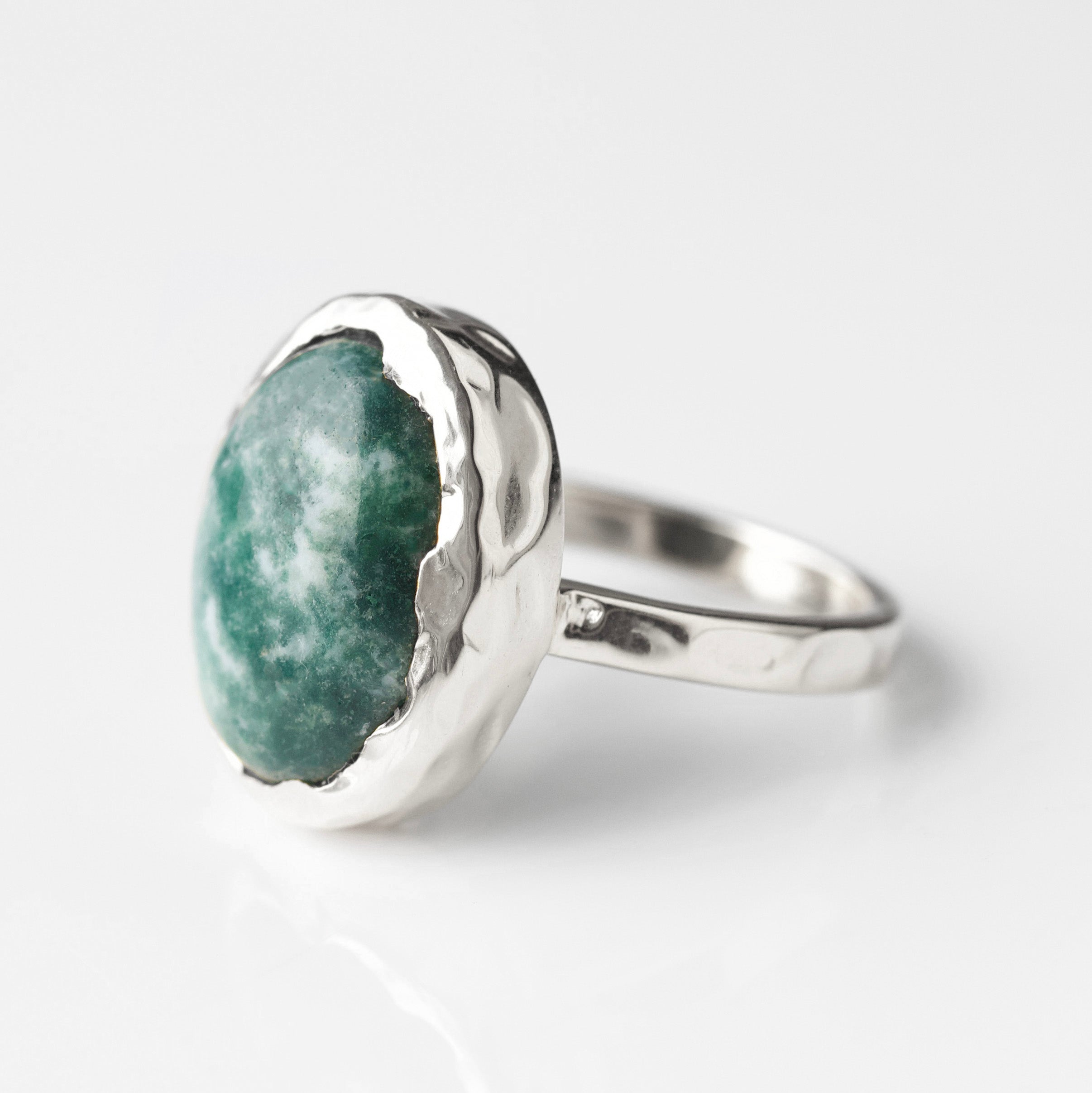 Molten Organic Snowflake Jade Ring - Handmade Sterling Silver Jewelry for Women - Perfect for Weddings, Gifts & Everyday Elegance