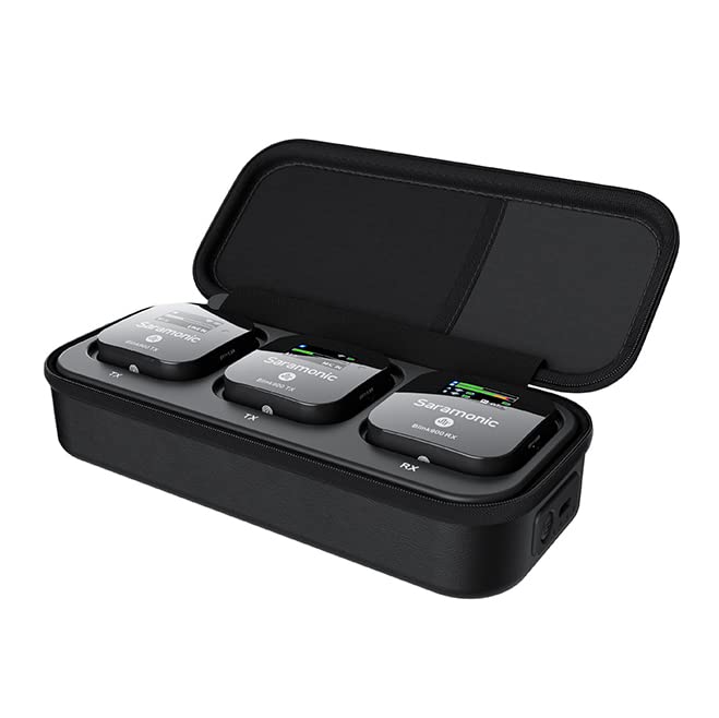 Saramonic Blink 900 B2 Dual Wireless Lavalier Microphone System with Charging Case - Compatible with iPhone, Android, DSLR Cameras (Includes TRS, TRRS, Lightning & USB-C Cables) - Perfect for Vlogging, Interviews, Live Streaming & Content Creation