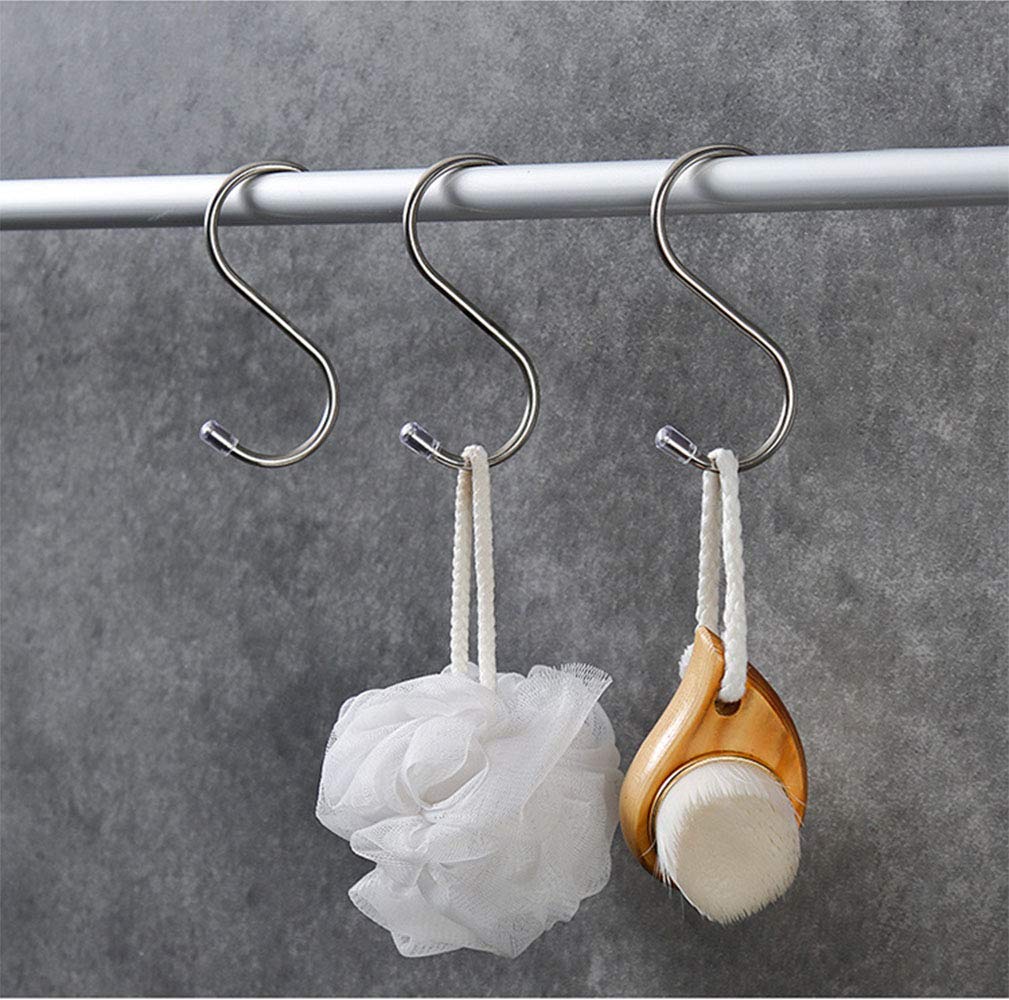 YunNasi Stainless Steel S Hooks - Heavy Duty No Sharp Edges (15 Pack) - Perfect for Hanging Clothes, Kitchen Pots & Pans, Plants, Bird Feeders - Indoor & Outdoor Organization Solution