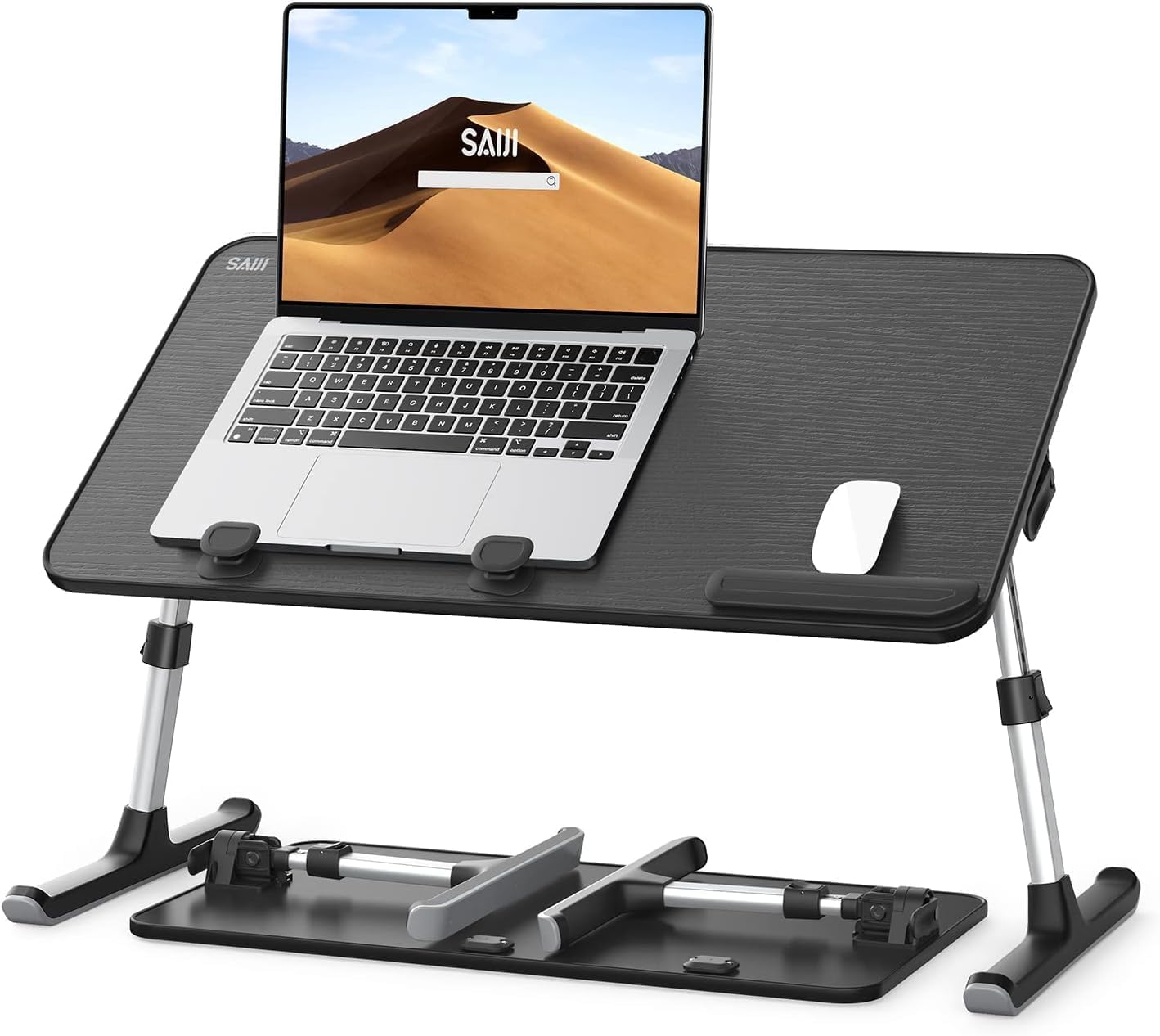 Adjustable Laptop Stand for Bed & Sofa - SAIJI Lightweight Foldable Lap Desk with Height & Angle Control, Portable Bed Tray Table for Adults & Kids - Perfect for Working, Studying, Reading & Watching Movies in Bed or on Couch (Black)