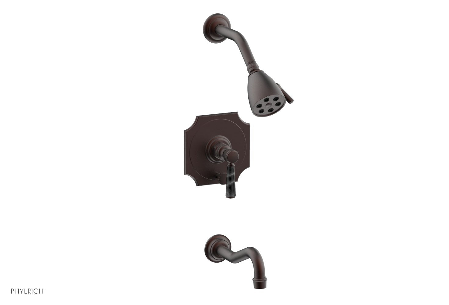 HENRI Pressure Balance Tub and Shower Faucet Set - Black Marble Lever Handle 161 31 for Bathroom & Shower Installation | Modern Matte Finish, Easy to Clean, Durable Design
