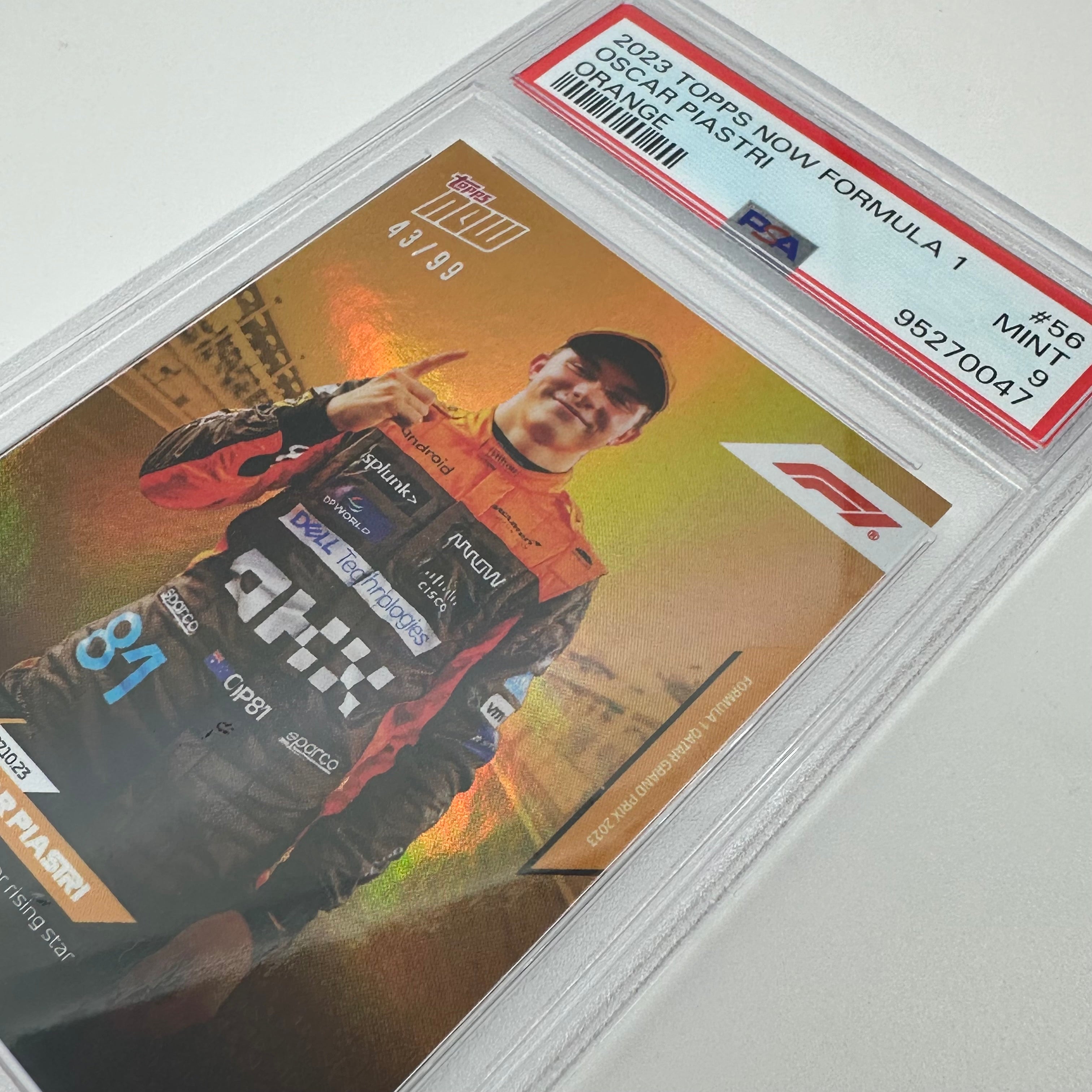 2023 Topps Now Oscar Piastri #56 Orange PSA 9 43/99 - Rare Collectible Trading Card for Sports Memorabilia & F1 Racing Fans