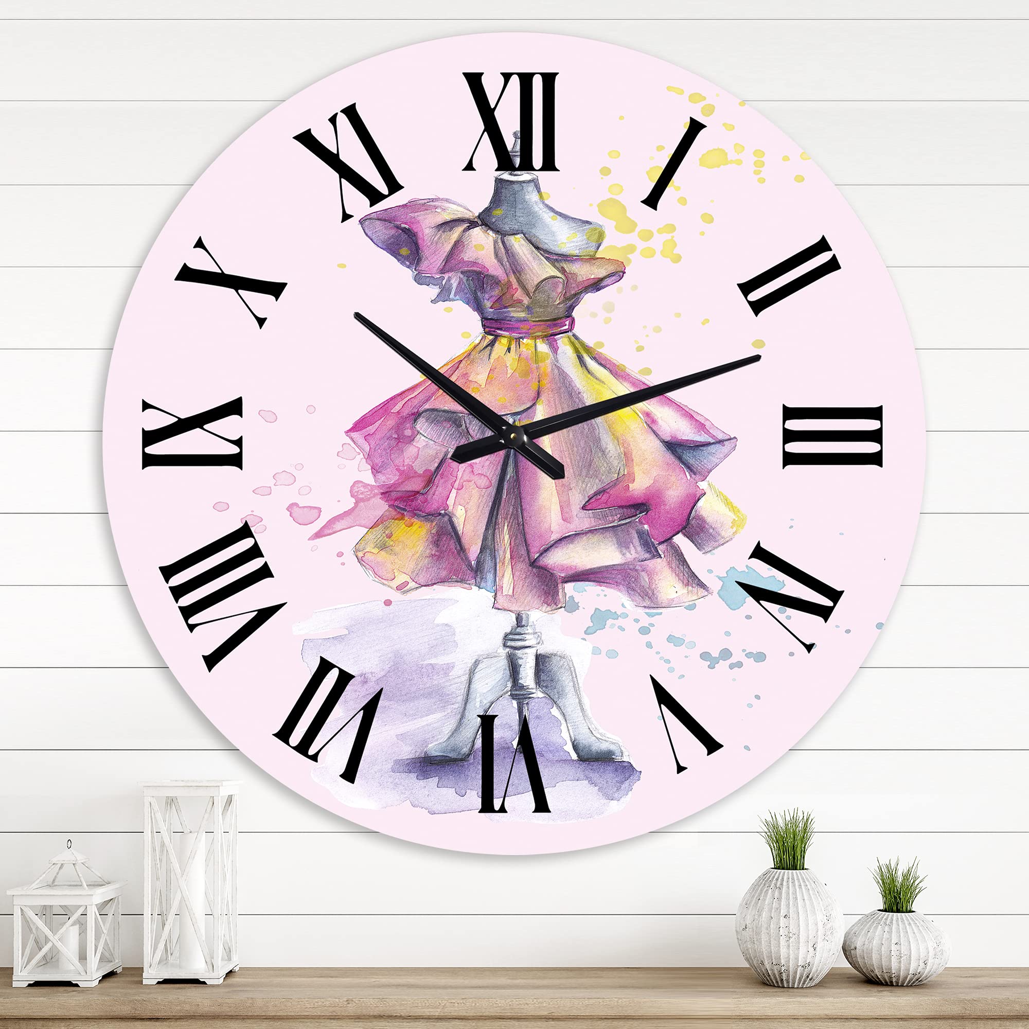 French Country Wall Clock - Elegant Fashion Mannequin Design with Draped Dress for Living Room, Bedroom & Office Decor | Large Decorative Clock for Home & Commercial Spaces