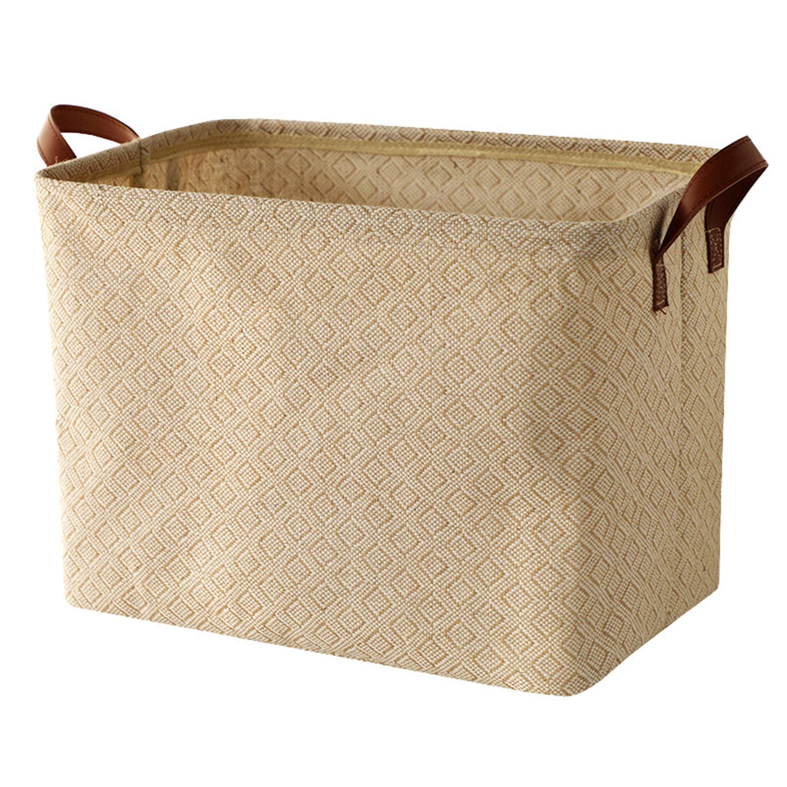 Linen Laundry Basket - Durable Stitched Fabric Clothes Storage Organizer for Bedroom, Bathroom & Nursery | Foldable & Breathable Hamper for Home Organization